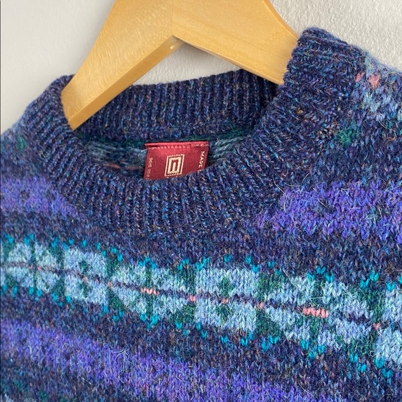 Nordstrom Vintage Scottish Shetland Wool Fair Isle Knit LS Crewneck Sweater - Picture 9 of 14